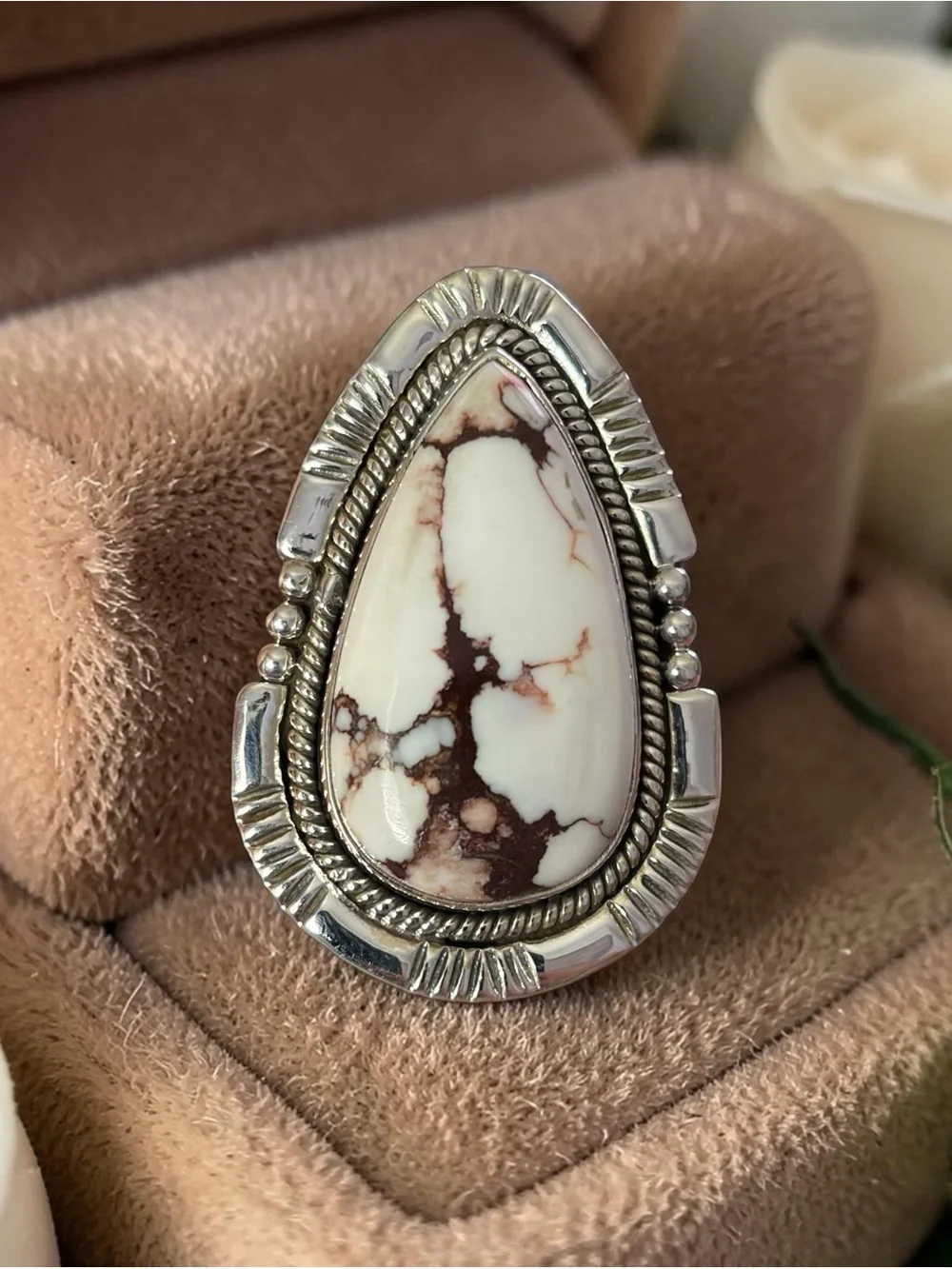very large and weighty SW Design sterling silver Wild Horse Magnesite ring